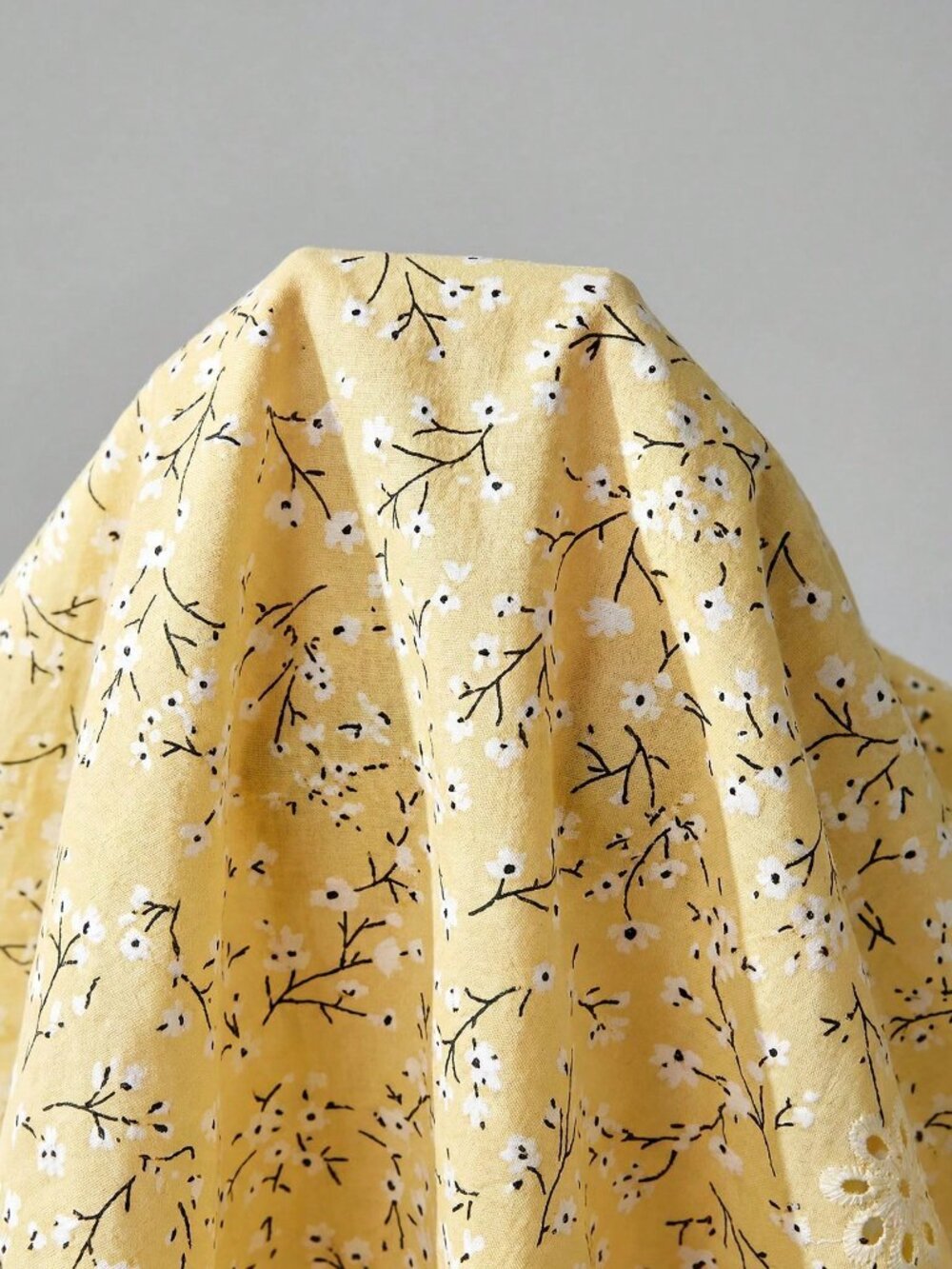 Yellow Boho Women's Ditsy Floral Sleeve Patchwork Tiered Maxi Dress - Picture 8 of 8